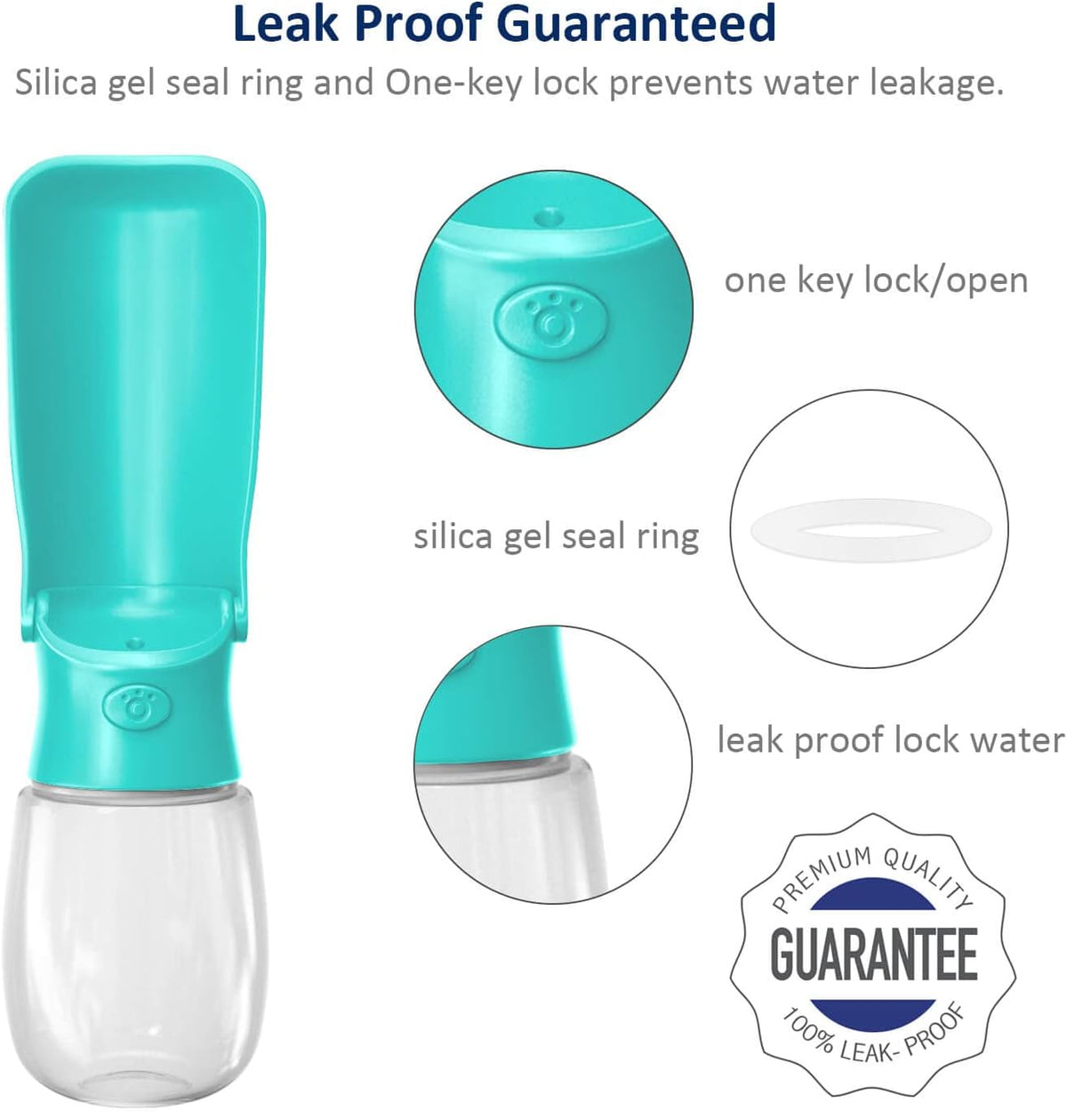 WePet Foldable Portable Dog Water Bottle Puppy Water Dispenser - #01 Aqua / 12 oz - image 3