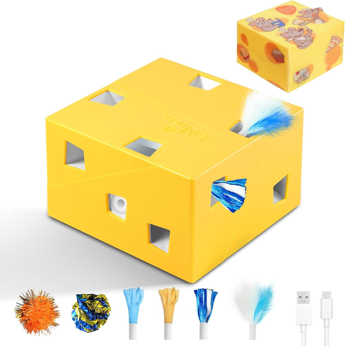 Interactive Cat Toys -Migibox for Indoor Bored Cats - Yellow Plus / X Large