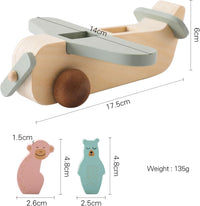 Ibwaae wooden airplane toy for toddlers, beech wood push along plane - view 3