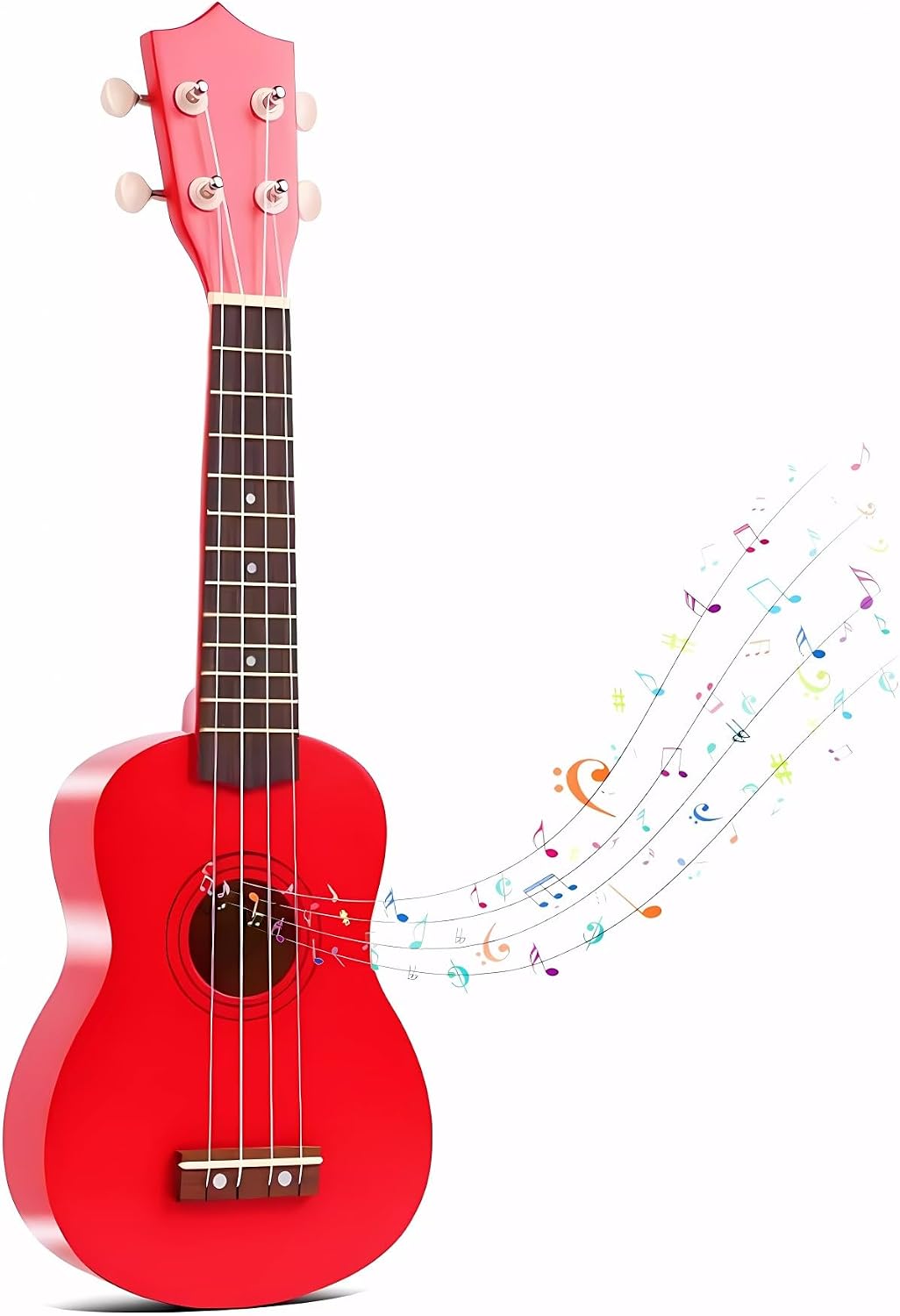 Jakeloo 21 inch pink wooden acoustic guitar with 4 strings for beginners - view 5