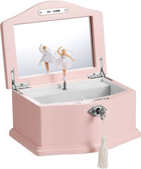 Ballerina Musical Jewelry Box with Mirror for girls，Kid's Jewelry - pink-medium