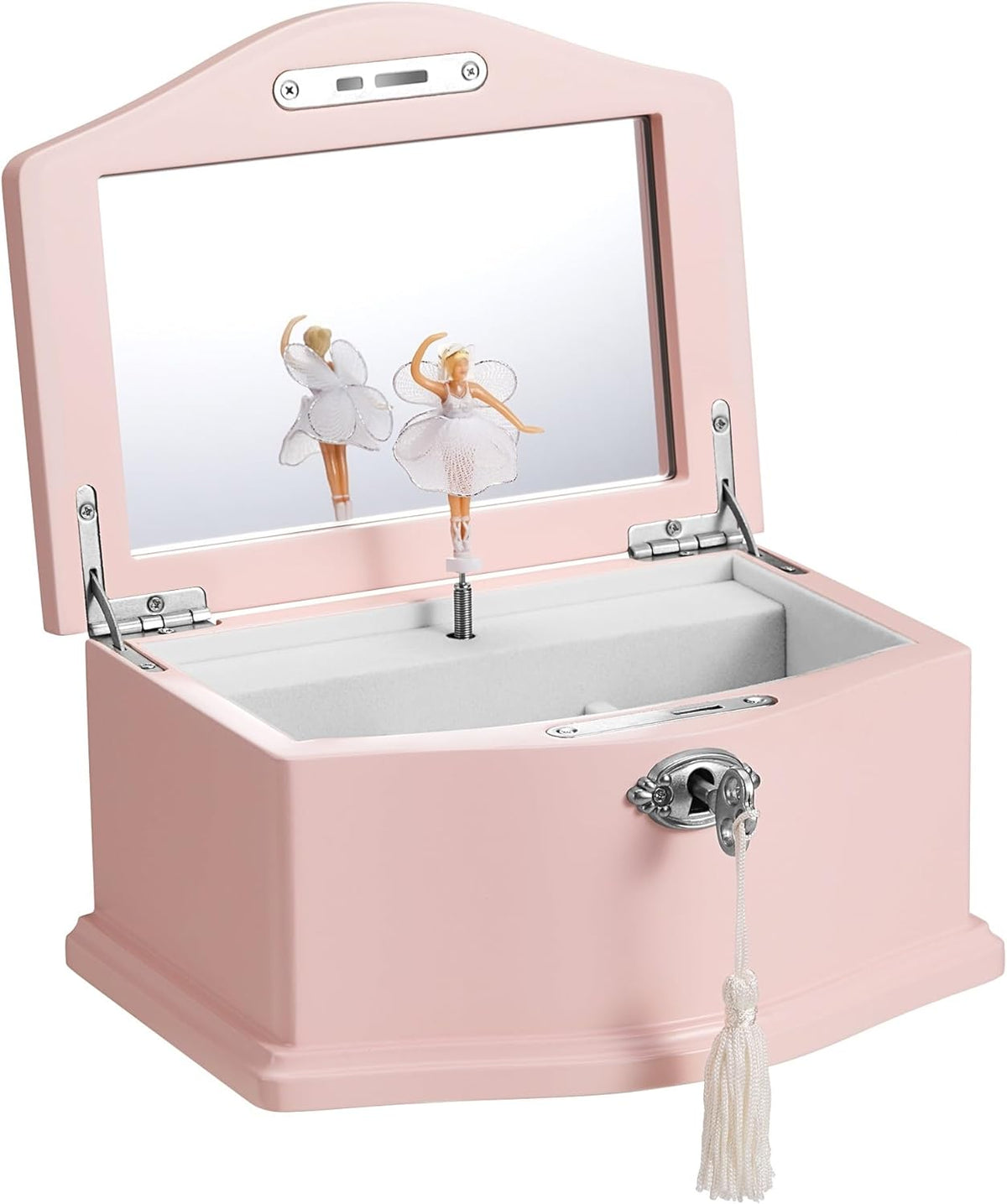 Ballerina Musical Jewelry Box with Mirror for girls，Kid's Jewelry - pink-medium