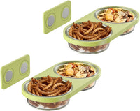 Magnetic Reptile Feeding Ledge with 2 Pack Plastic Bowls Food Feeder - Green(Pack of 2） / Magnetic-Mounted