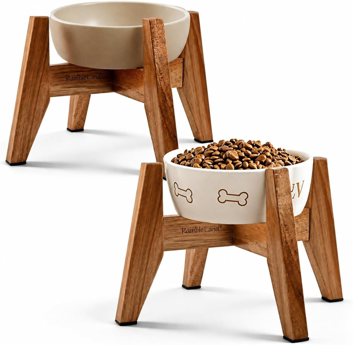 Raised Wooden Dog Bowl Stand for Large Dogs, Fits 9 Inch Bowls – Essentials for Dogs - Small - 2 Pack
