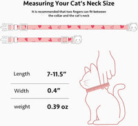 2 Pack Cotton Cat Collar Pink Strawberrie White Heart Cute Kitten - Pink&Gray - image 3