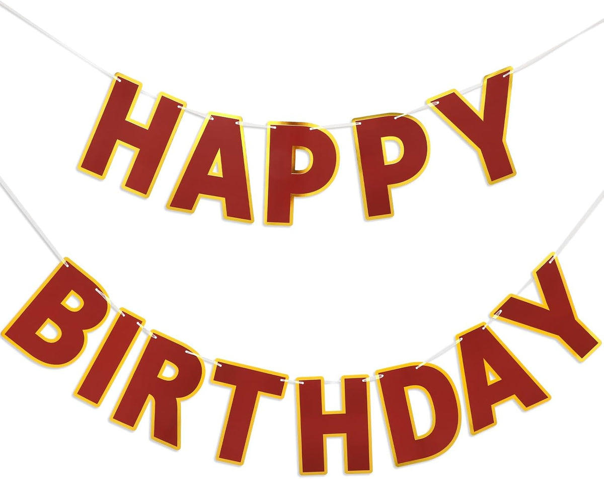Pre-Strung Happy Birthday Banner - Wine Red