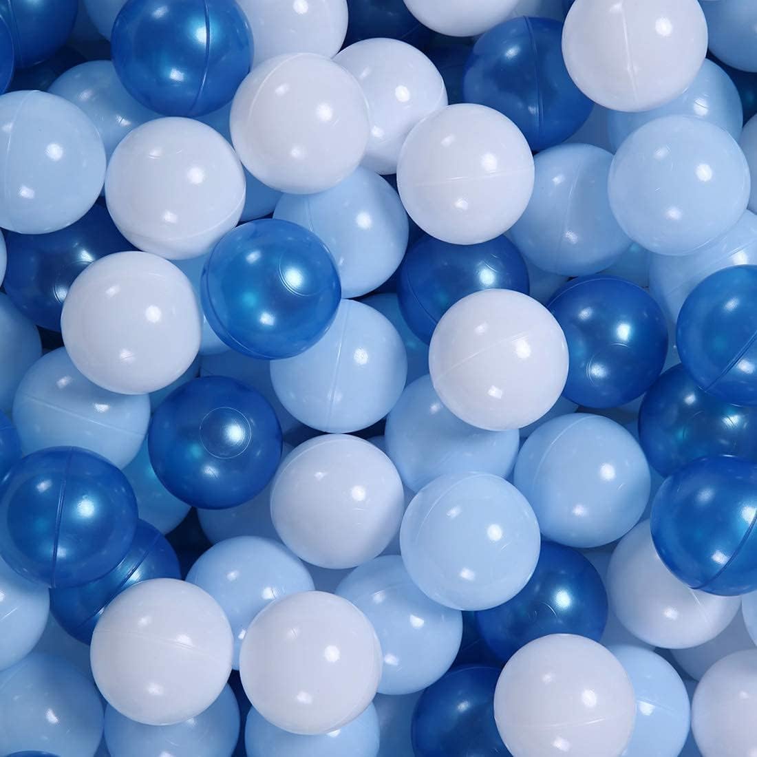 GOGOSO Ball Pit Balls for Toddler - Pearl Blue+Light Blue+White / 100 balls (Pack of 6)
