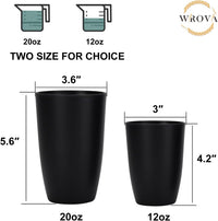 Wrova set of 8 black reusable wheat straw cups, 20 oz, stackable - view 39