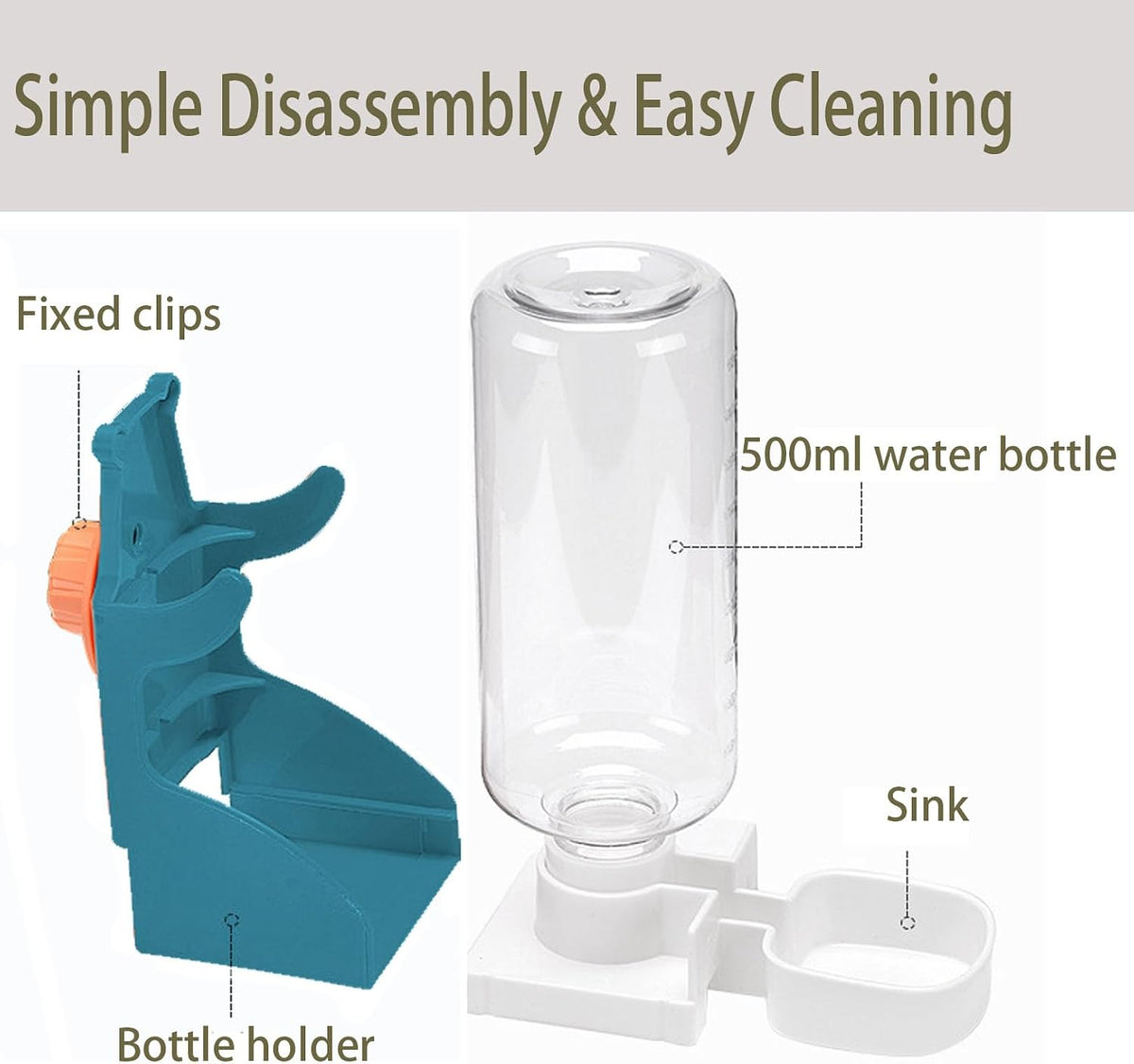 Automatic No Mess Bird Feeder Water Dispenser Set – Essentials for Birds - Transparent + Blue - image 4