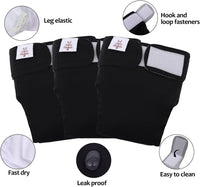 CuteBone Washable Dog Diapers Female No Tail Hole 3 Pack Reusable - For docked-tail, all black 3pcs / L - image 4