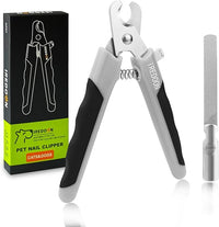 Dog Nail Clippers and Trimmers with Nail File, Ultra-Sharp 4CR13 Stainless Steel Blades Pet Grooming Nail Clippers for Small Medium-Large Breeds