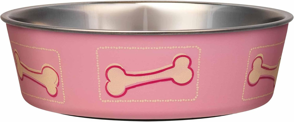 Loving Pets Bella Dog Bowls, Stainless Steel Dog & Cat Bowls - Coastal Pink / Small (10-20lbs)