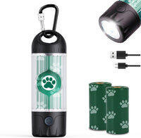 Tubasion 3-in-1 Dog Poop Bag Holder with Flashlight 7-Color - 1 Dispenser, 30 Bags