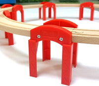 OrgMemory wooden train track bridge supports in natural beech wood with straight tracks - view 9