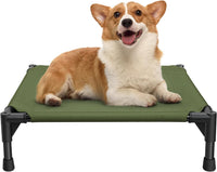 Love&go Elevated Dog Bed with Metal Frame - S - Olive Green / Small-18.5x18.5x5.5 inch