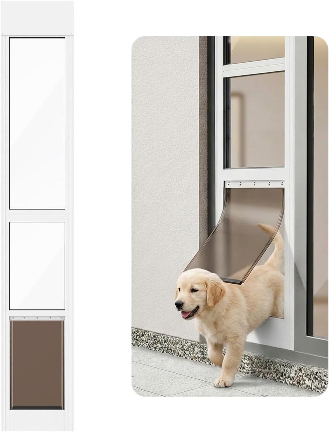 Dog Door for Sliding Glass Door - White / Medium