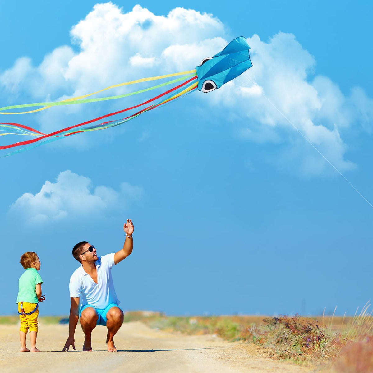 Xida rainbow octopus kite, a frameless ripstop polyester kite with flying line and handle - view 14