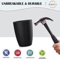Wrova set of 8 black reusable wheat straw cups, 20 oz, stackable - view 28