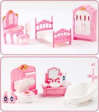 Thildani 35-piece pink and white dollhouse furniture set for bedroom, bathroom, living room and kitc - view 6