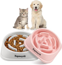 2 Pack Slow Feeder Dog Bowls for Medium Dogs & Cats – Essentials for Dogs - Small / Pink and Grey