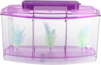 LIZEALUCKY Betta Fish Tank, Adjustable LED Light Acrylic Aquarium with Water Change Valve, Small Fish Tank Starter Kit for Office Home Room Decor (Purple)