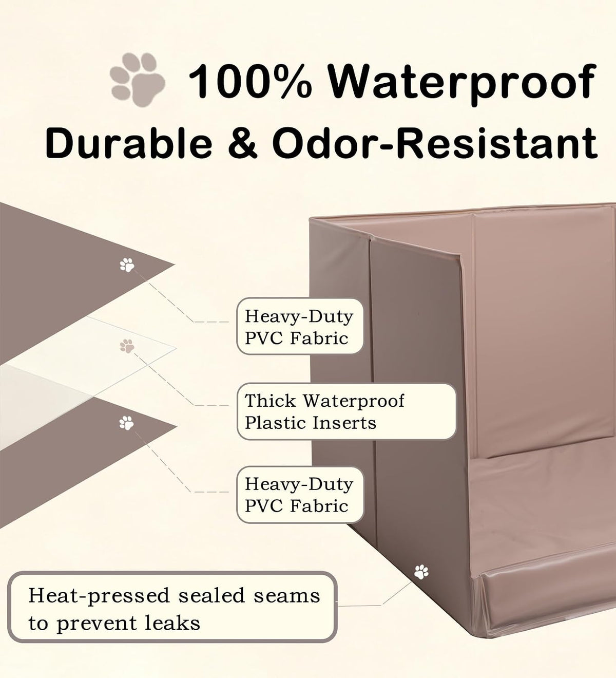 Dog Litter Box with High Walls - Warm gray / M-36''Lx23.6''Wx16''H - image 2