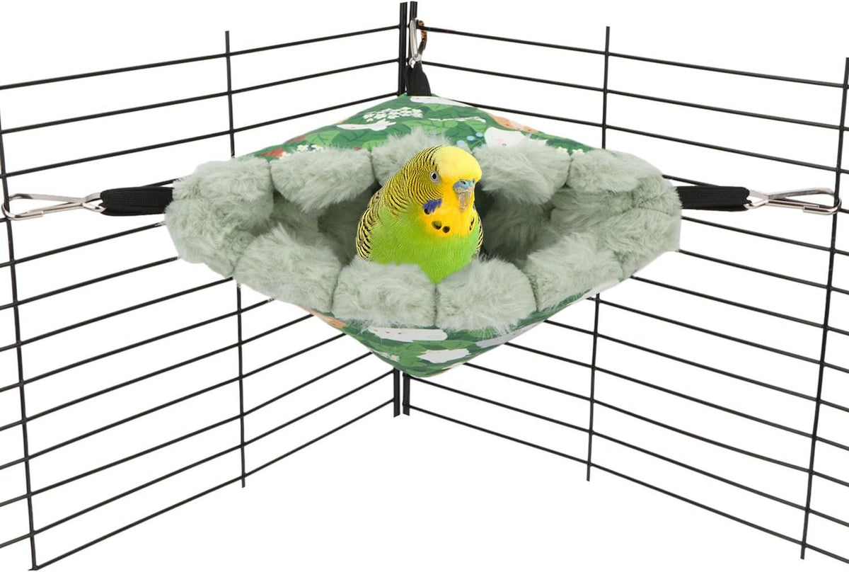 Wontee Bird Nest House Winter Warm Hanging Hammock Bird Bed Snuggle - Small / Green
