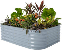 Vego garden Aluzinc Raised Garden Bed Kits, 17" Tall 6 in 1 Modular Metal Raised Planter Bed for Vegetables Flowers Patio Ground Planter Box, Sky Blue