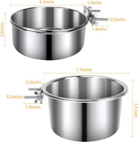 2 Pcs Stainless Steel Small Dog Crate Food Water Bowl - L (77 & 45 OZ) / Silver - image 2