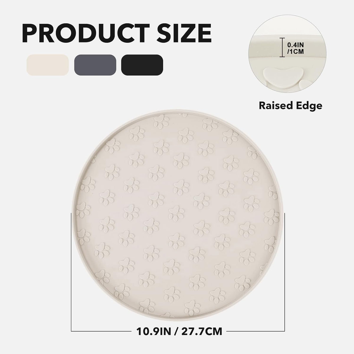 Silicone Pet Food Mat - Waterproof Dog & Cat Feeding Mat with High Lip to Prevent Spills & Protect - Beige - image 2