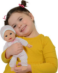 New York Doll Collection 11 inch soft body baby doll in polka dot onesie with pacifier and blanket - view 37