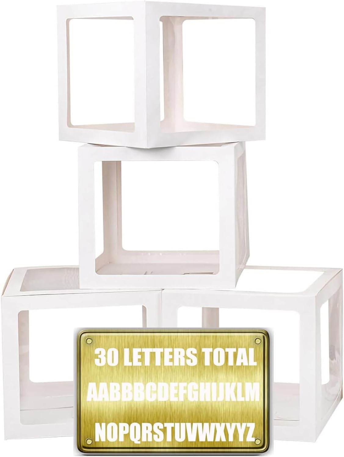 Baby Boxes with 30 PCS Letters - 4 PCS Balloon Box-30 Letter
