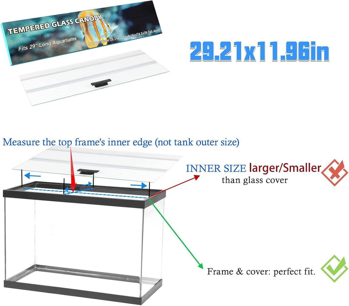 29.21x11.69 x0.16in Clear Tempered Glass Canopy – Essentials for Fish - 1PCS-29.21x11.69in - image 3