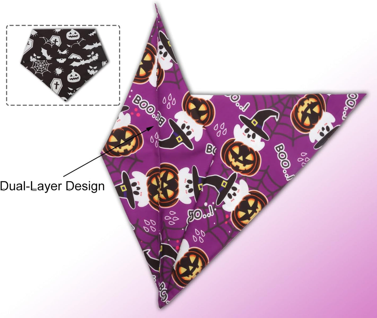 Halloween Dog Bandanas, Pumpkin and Cute Ghost Pet Scarf - Dog Bandanas Halloween Ghost - image 4