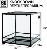 REPTIZOO 45 Gallon Glass Reptile Terrarium 24" x 18" x 24" Knock-Down - 24" x 24" x 24" - image 2