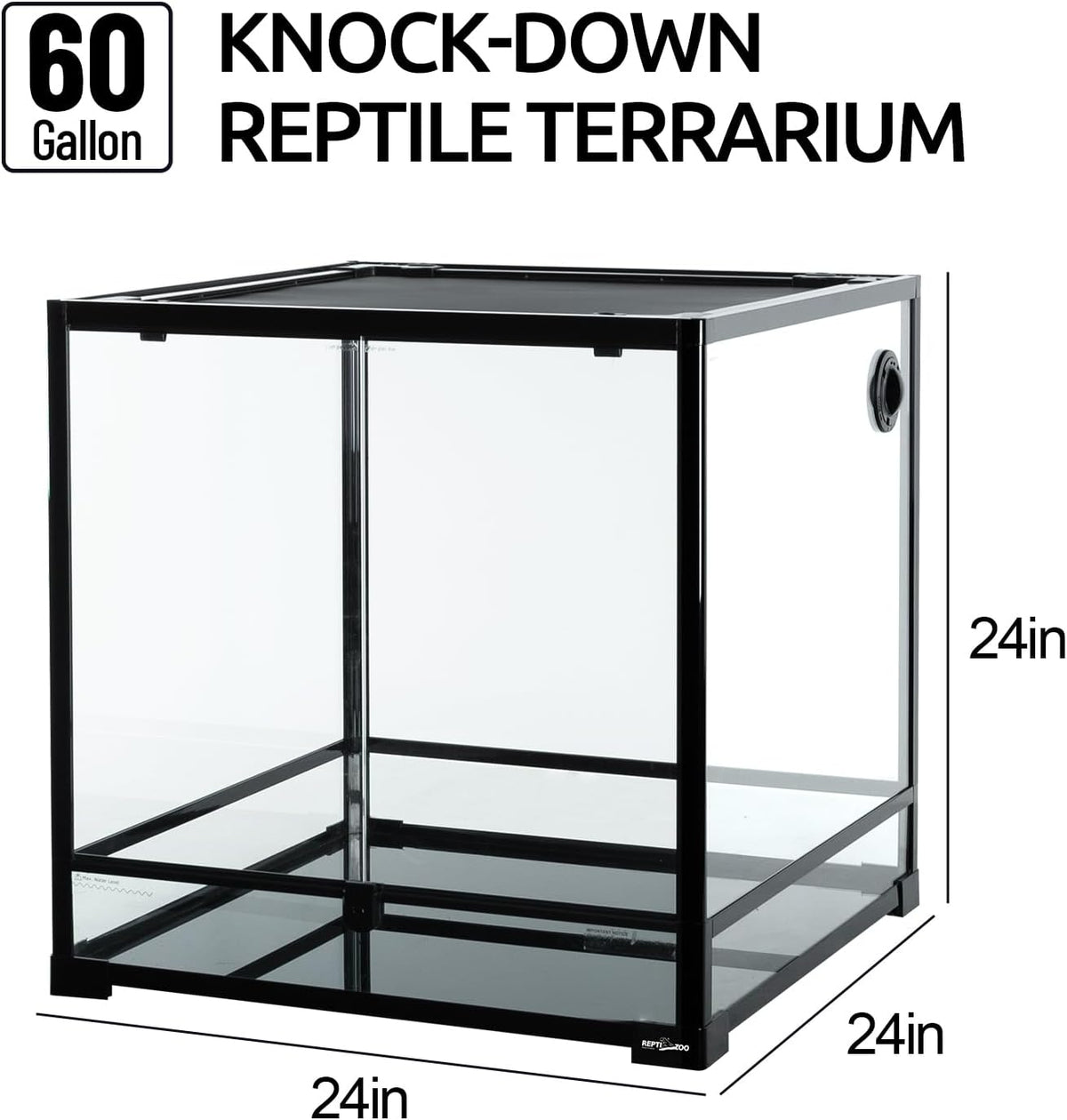REPTIZOO 45 Gallon Glass Reptile Terrarium 24" x 18" x 24" Knock-Down - 24" x 24" x 24" - image 2