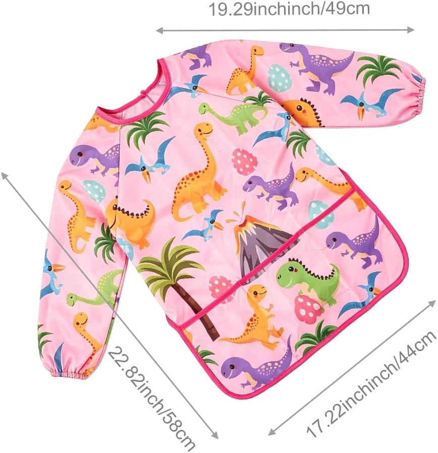 KUUQA Waterproof Children Art Smock Kids Art Aprons – Fun for Kids & Family - Dark Blue+pink / 2 - image 2