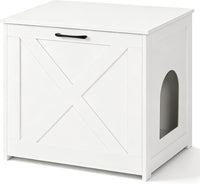 Cat Litter Box Enclosure, Hidden Litter Box Furniture - White / 23.6"L x 19.7"W x 21.7"H
