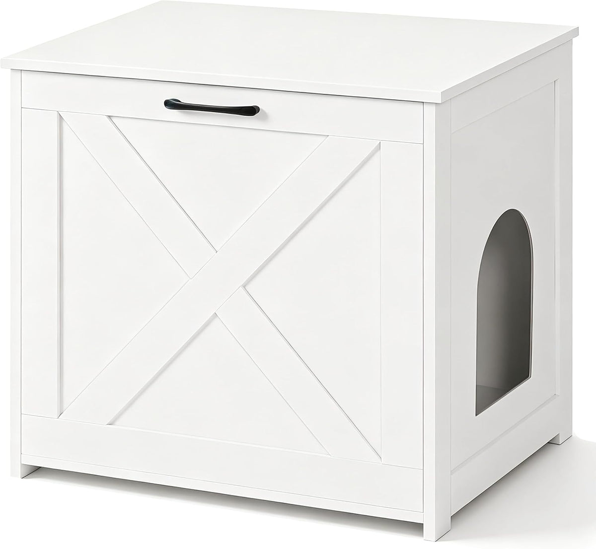 Cat Litter Box Enclosure, Hidden Litter Box Furniture - White / 23.6"L x 19.7"W x 21.7"H