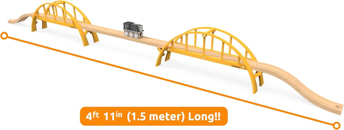 Orbrium double span wooden train track arch bridge, almost 5 feet long - view 2