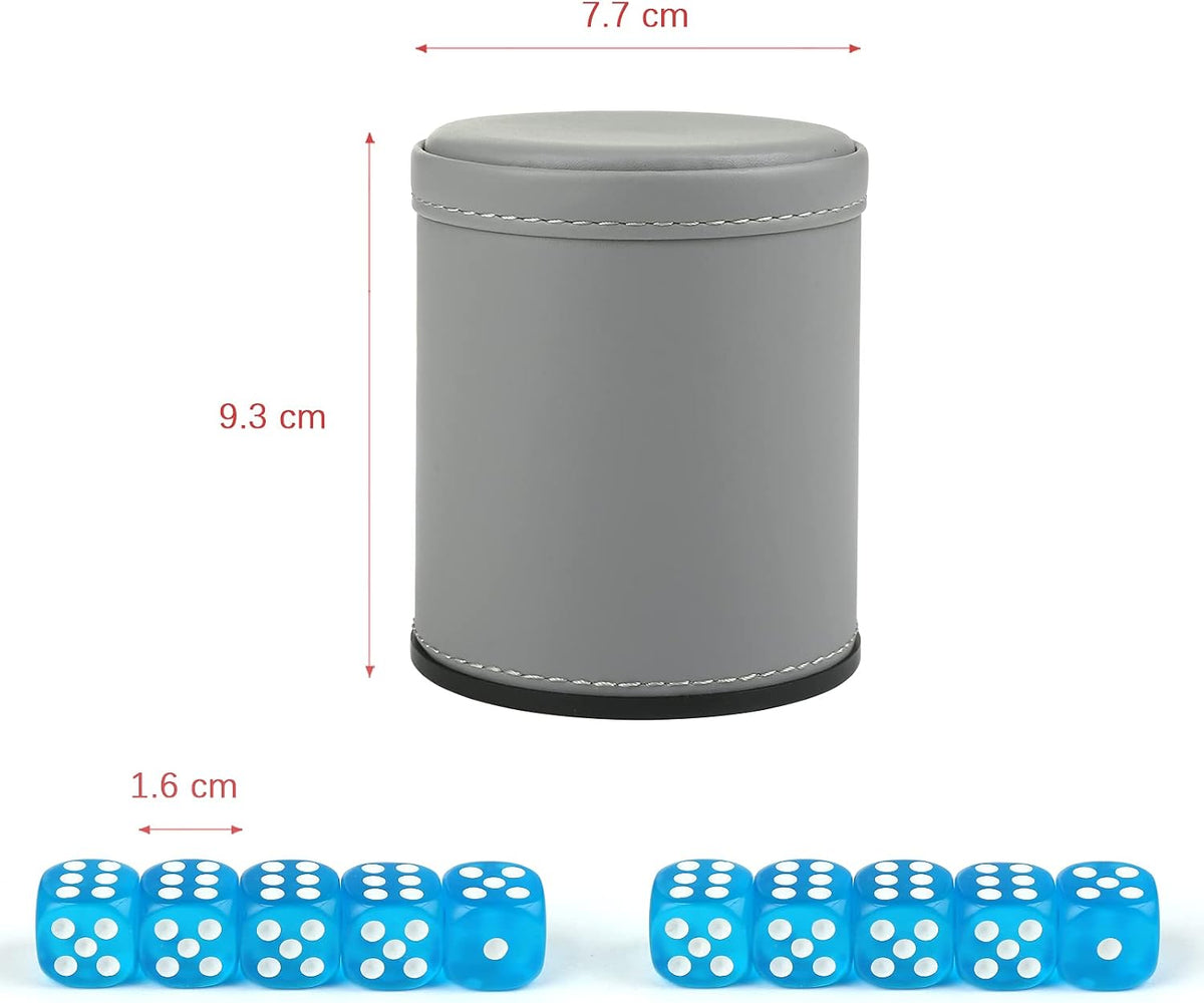 GWHOLE leather dice cup with soft lining and 10 transparent 16mm dice - view 8