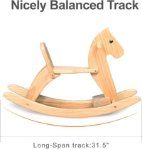 KRAND natural pine kids wooden rocking horse with handrail, backrest and foot pedal - view 17