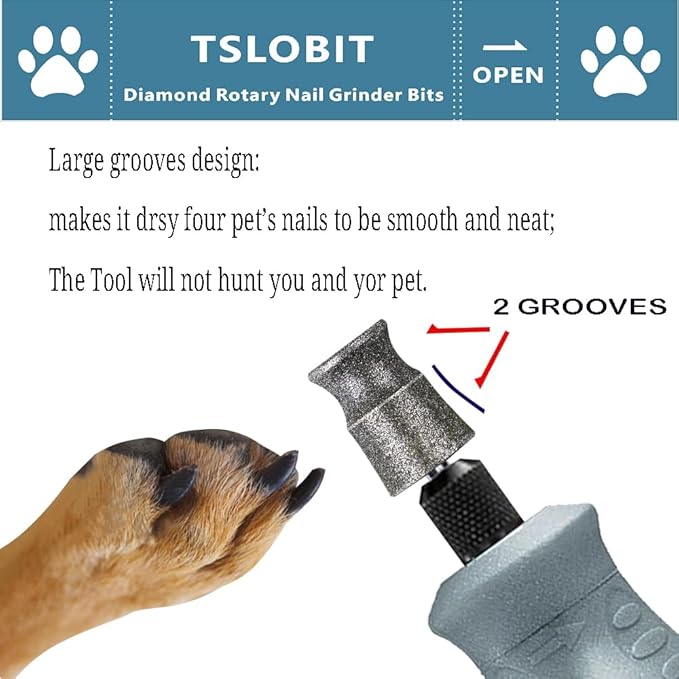 Diamond Dog Nail Grinder Bits for Rotary Tool,1/8" Nail Grinder Attachment for Dremel Grinder Replacement Heads Pets Nail Care Clippers for Medium Large Dogs,2-Pack（Large A&V）
