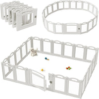 Foldable Clear Acrylic Dog Playpen with Door - White / 20 panels + 1 door / 23.6 inches
