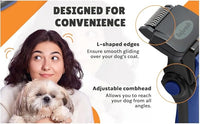 Deshedding Dog Brush for Long Hair (Large,Blue) – Gentle Deshedding tool for Dogs & Cats – Reduces shedding, without damaging topcoat. Removes Loose Fur & Dead Undercoat.