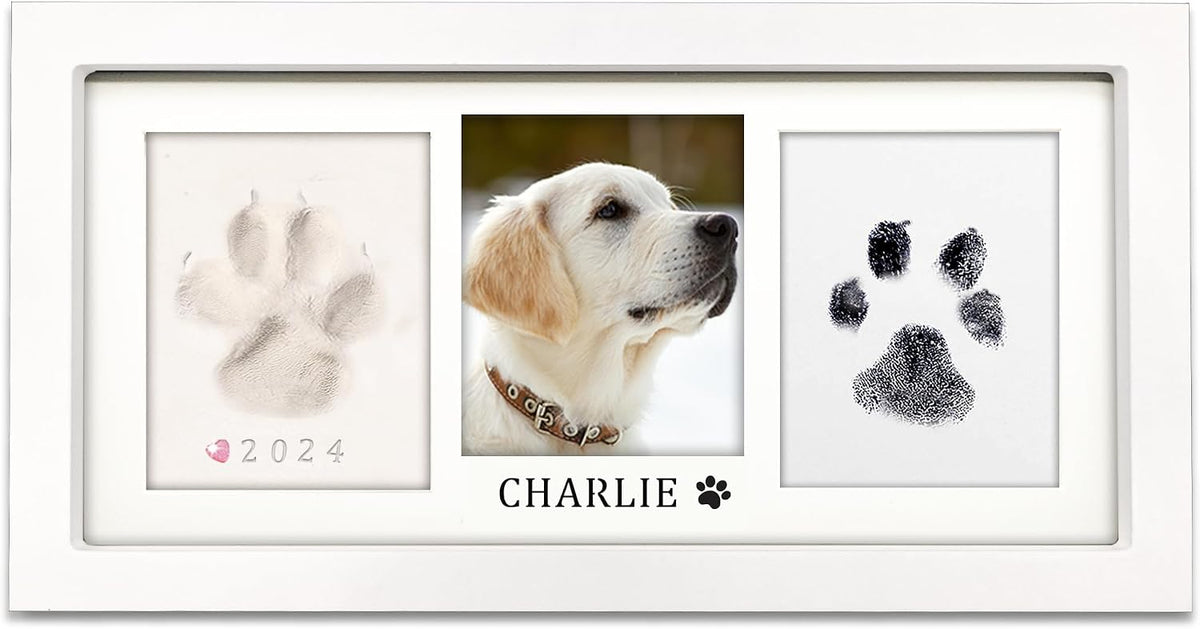 MYPAWLETS Paw Print Frame Kit, Dog/Cat Pawprints Keepsake - White
