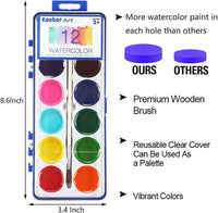 Keebor Washable Watercolor Paint Set, 8 Colors with Paint Brush - 12 Colors（Pack of 24） - image 2
