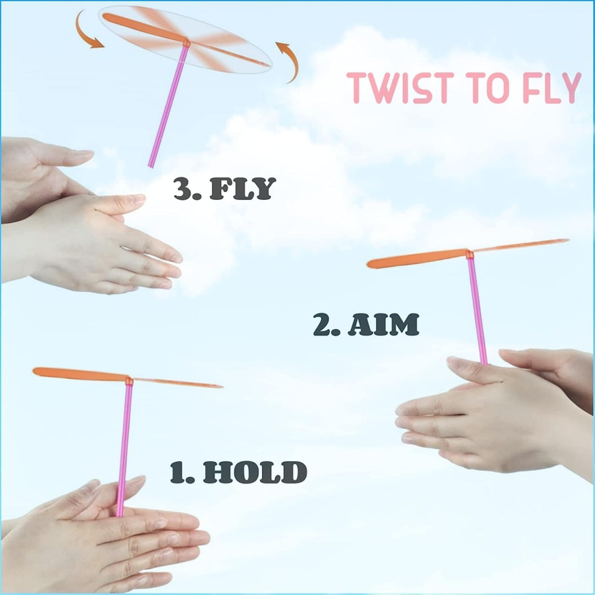 36 pack hand helicopter spinner toys with plastic propellers in random colors - view 3