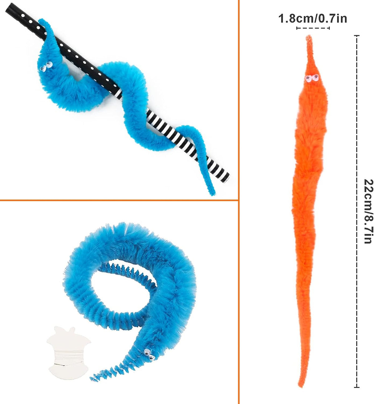 CCINEE 48 Pcs Magic Twisty Worm Wiggly Twisty Fuzzy Worms on a String - image 2