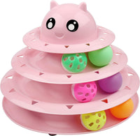 UPSKY Cat Toy Roller 3-Level Turntable Cat Toys with Six Colorful - A-Pink